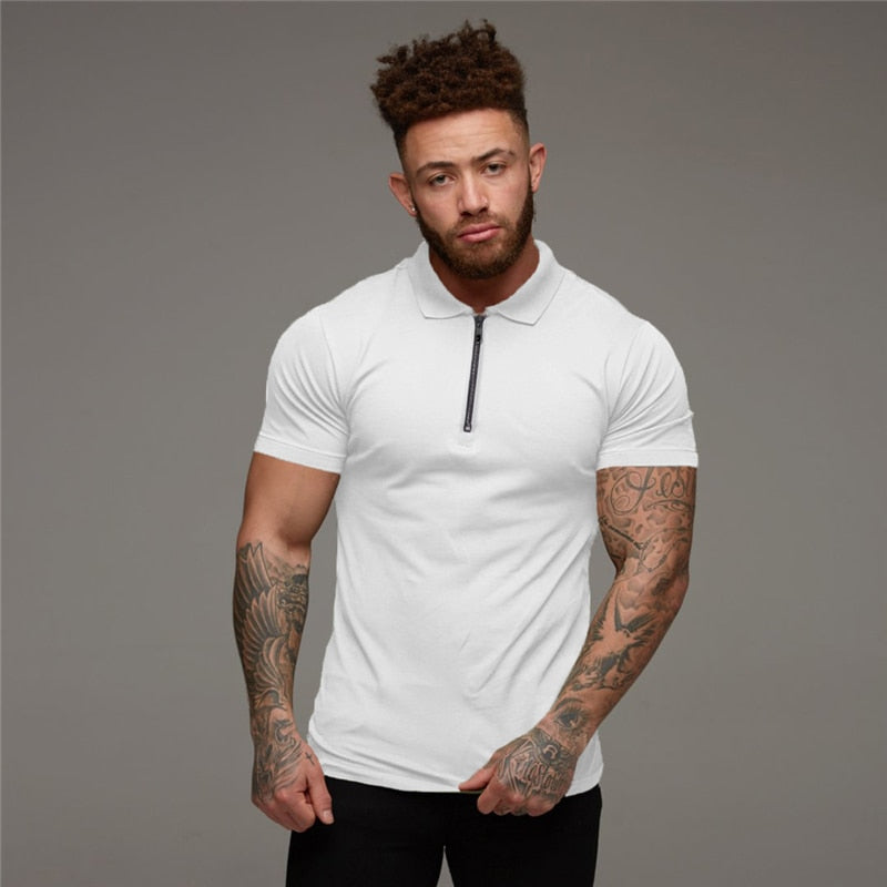 Camisa Polo MuscleGuys Com Zíper Original (Você Ganha o Relógio Minimalista de Brinde)