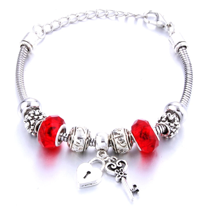 Pulseira feminina berloques metal 925