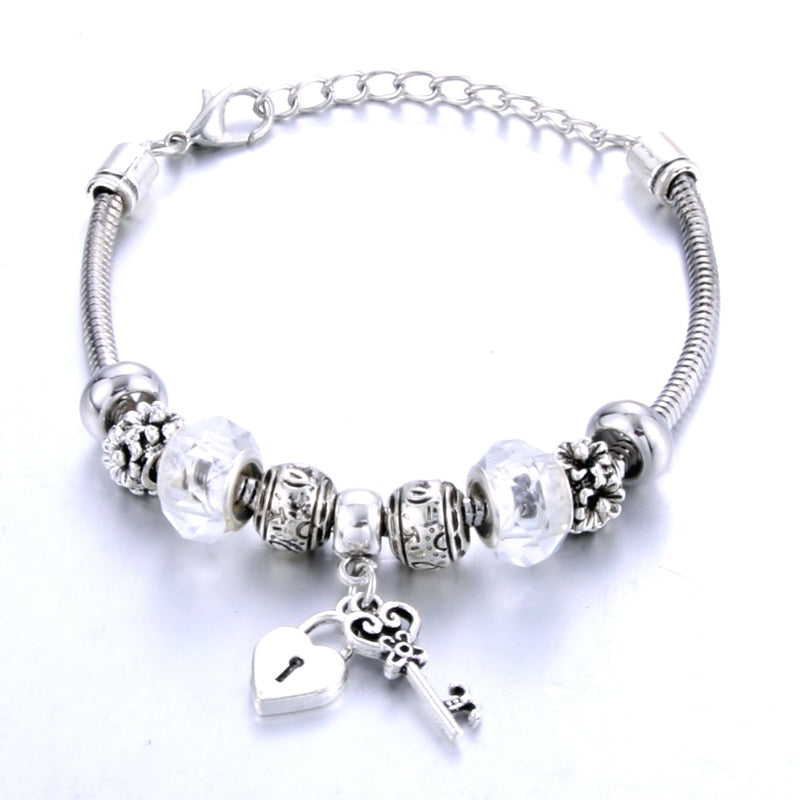 Pulseira feminina berloques metal 925