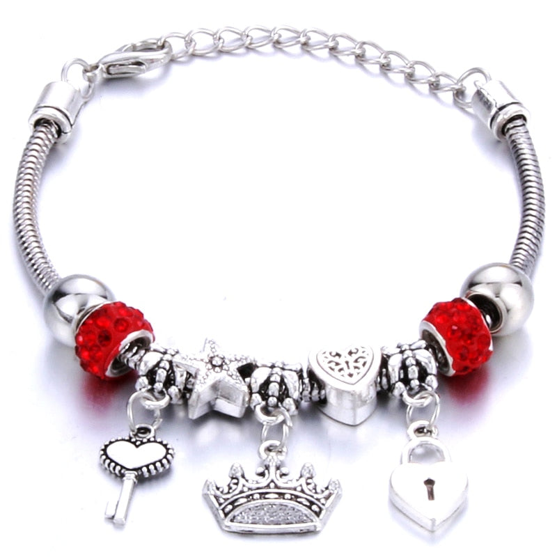 Pulseira feminina berloques metal 925