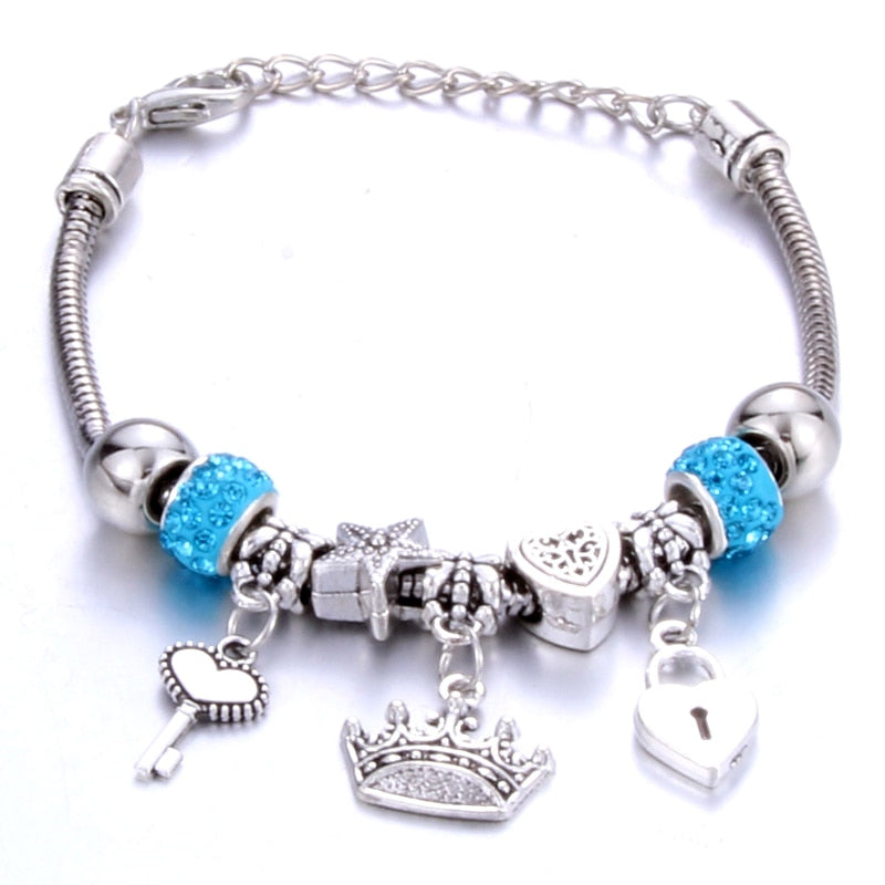 Pulseira feminina berloques metal 925