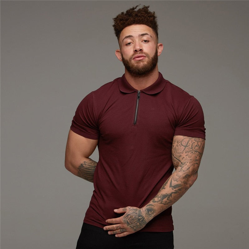 Camisa Polo MuscleGuys Com Zíper Original (Você Ganha o Relógio Minimalista de Brinde)