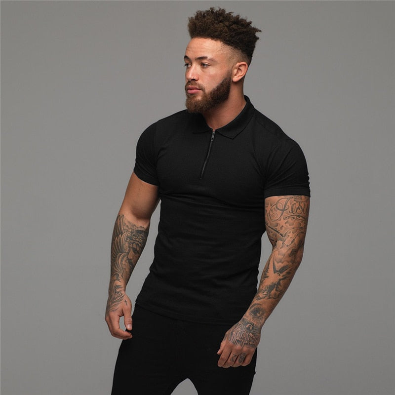 Camisa Polo MuscleGuys Com Zíper Original (Você Ganha o Relógio Minimalista de Brinde)