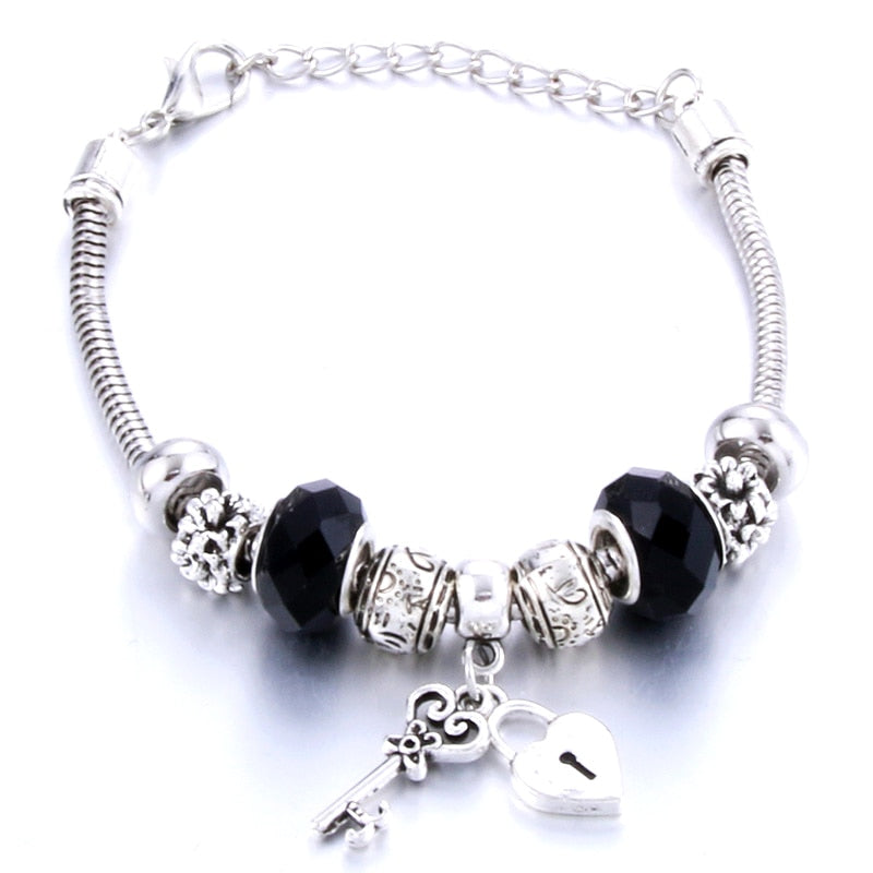 Pulseira feminina berloques metal 925