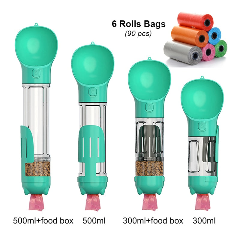 Comedor + Bebedor Portátil com Porta Sacos de Lixo Acessório 3 em 1