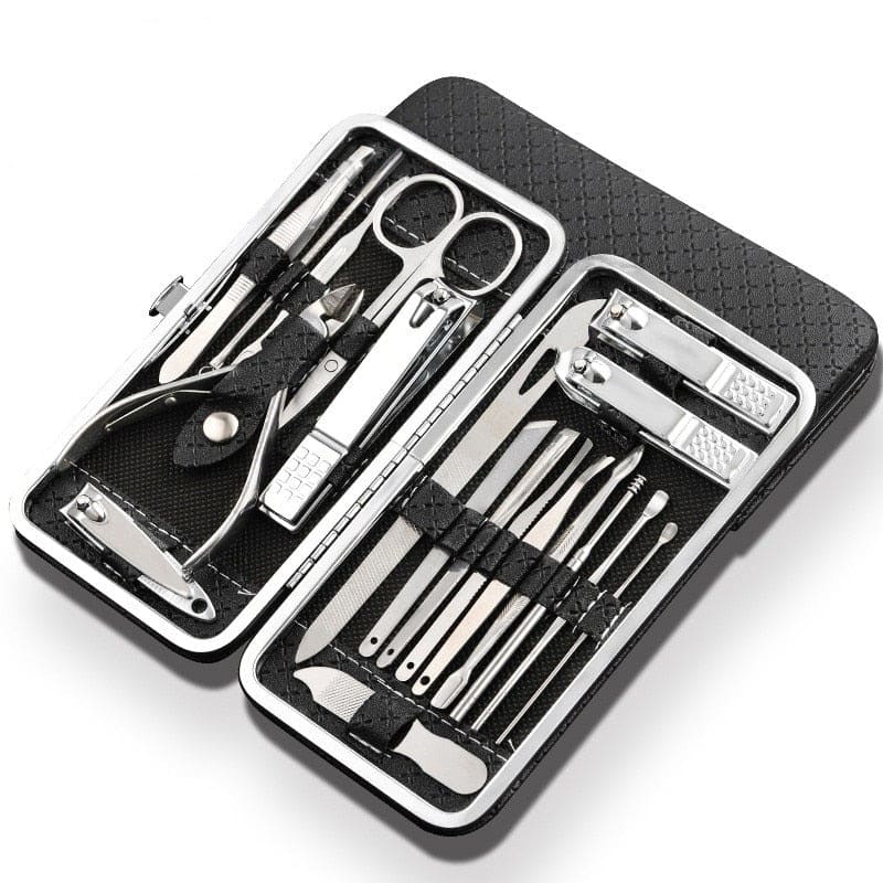 Kit Manicure Profissional 19 Pcs Preto 00012016