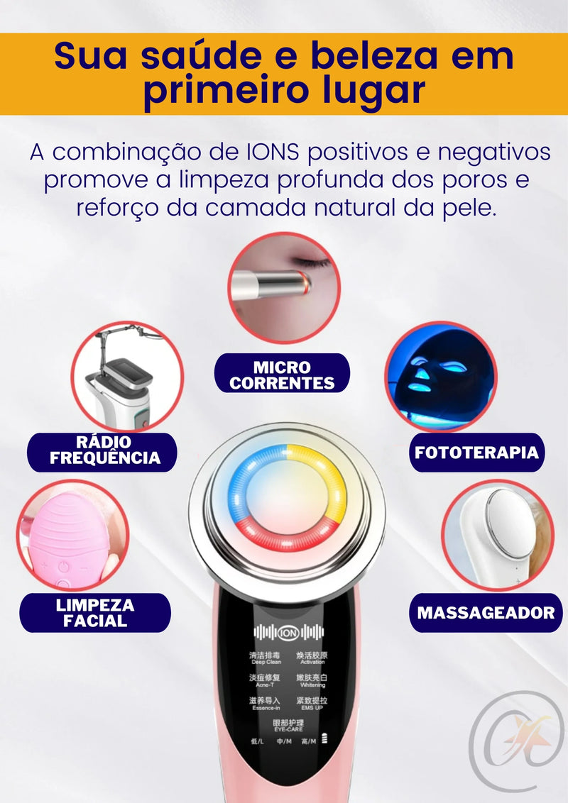 Aparelho Radiofrequencia Rejuvenescimento Facial Led 7 Em 1